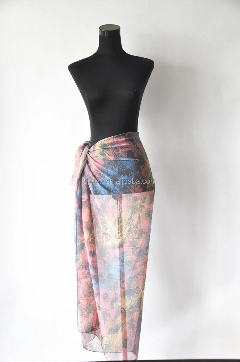 High Quality Elegant Design Transparent Polyester Chiffon Lungi Sarong