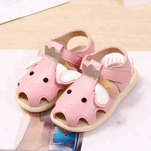 KS0113S Cartoon Elephant Baby Girls Flat Sandals 2018 Latest Comfortable Shoes
