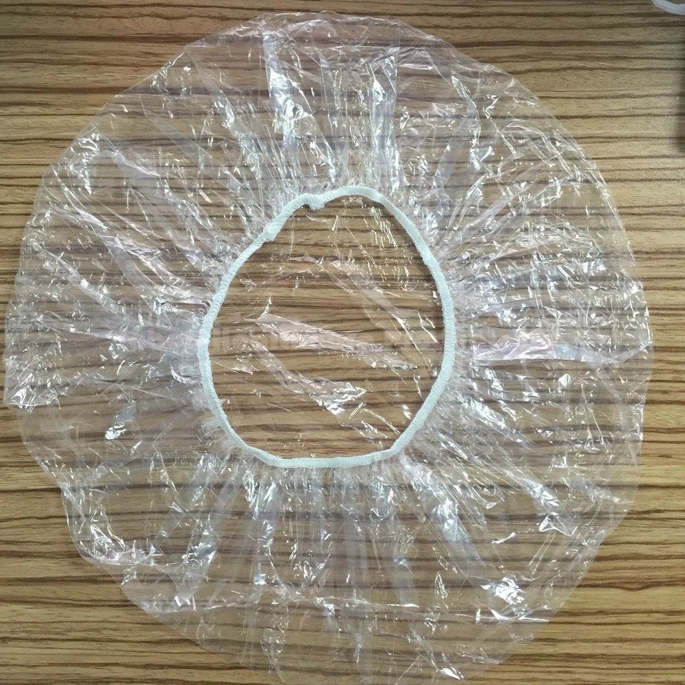 Disposable Pe Plastic Clear Shower Cap For Hotel Guest