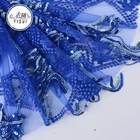 Different kinds design blue 3d embroidery tulle sequin mesh beautiful lace fabric