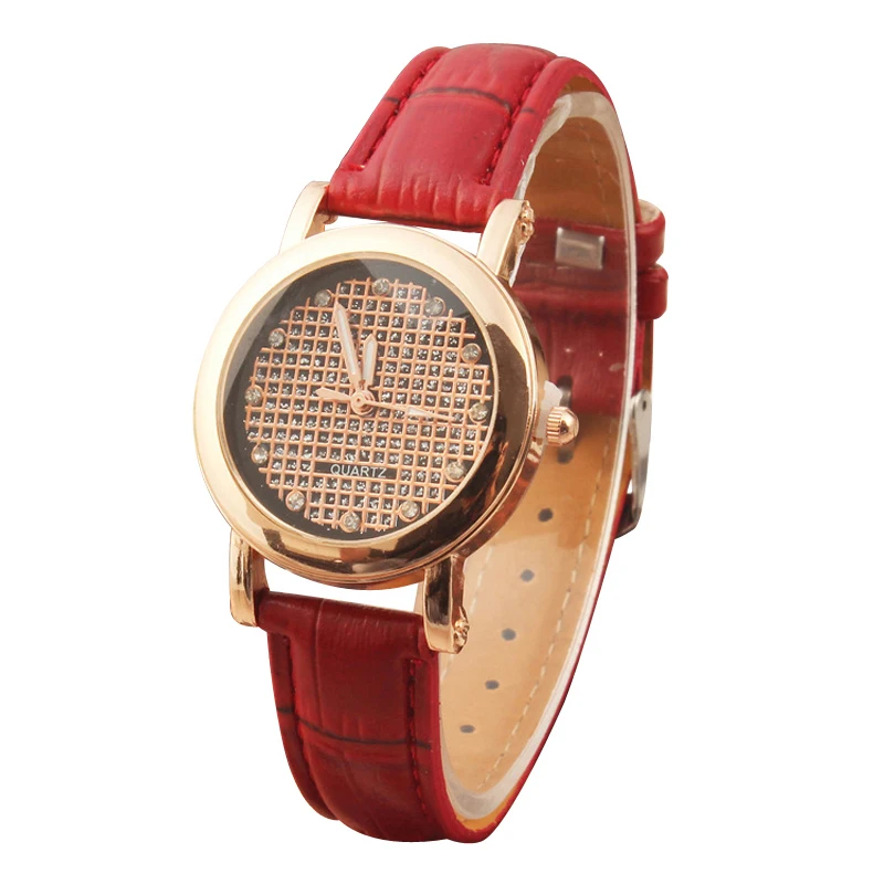 Women Watches 2015 Diamond Dial Ladies Quartz Watches Leather Wrist Watches For Women Relojes Mujer dames horloges w031