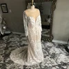Real Sample Champagne Long Sleeve Wedding Dress Bridal Gown With White Lace Plus Size Luxurious Wedding Gowns