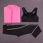 China OEM latest high quality new fashion yoga gym wear coat bra pants 3 in1suits for ladies Women Yoga Suits Sportswear