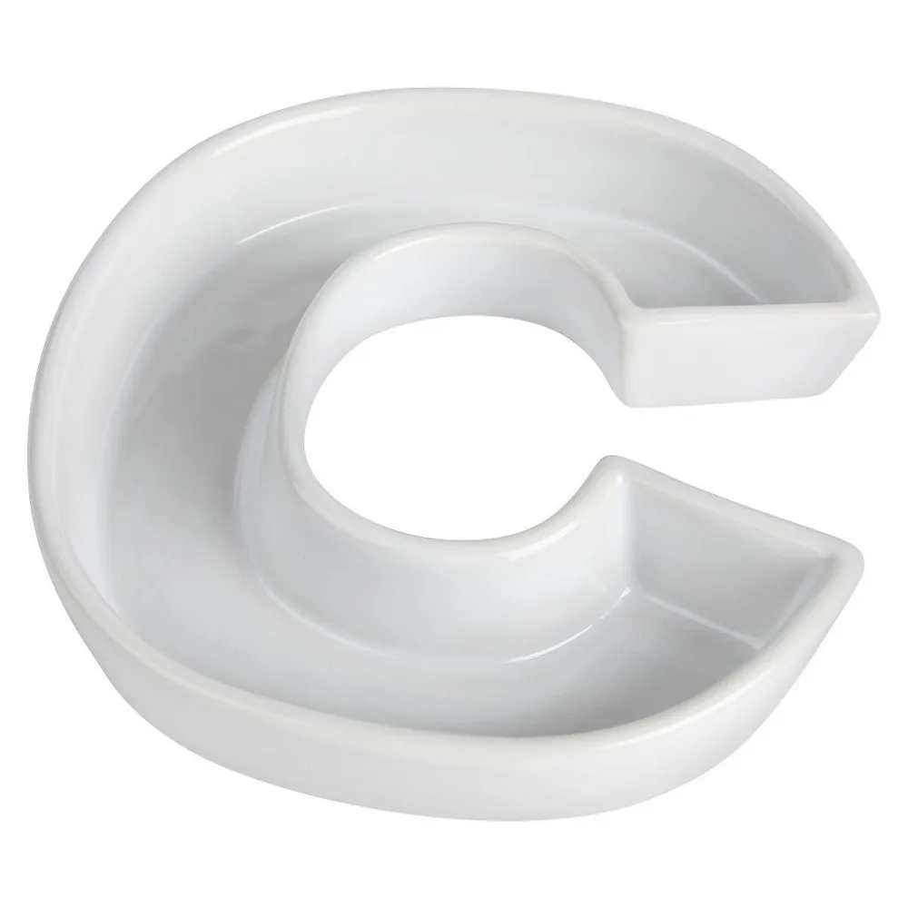 White ceramic C letter candy dish