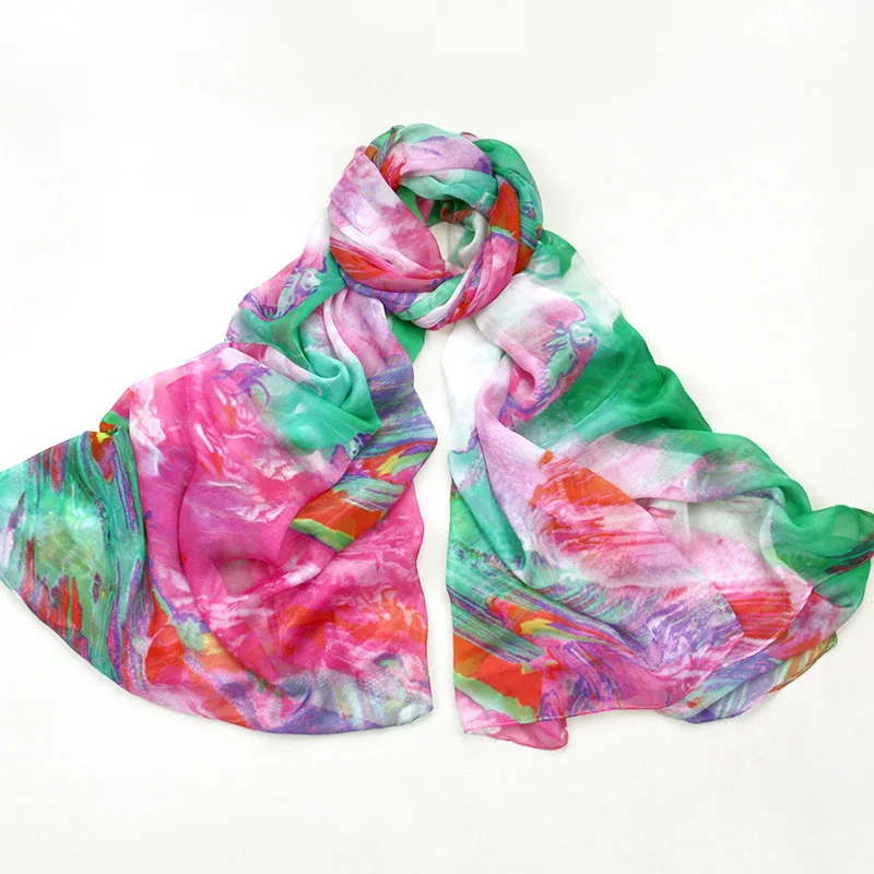 Brand Chiffon Beach Wrap Silk Scarf 200*145cm Oversized Scarves For Women Shawl Cachecol desigual foulard Wholesale PP660AL-C