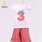 Fashion Short sleeve Knitted Girl Sleeve Number 3 pattern kids clothing