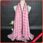 Pompom voile scarf shawl fringe with custom animal printing