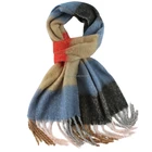 Ladies' 50%acrylic 50%polyester tassel franges checked stripped multicolor woven scarf