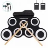 Pad Kit Musical Practice Instrument with Foot Pedals Drum Sticks for Kids Portable Roll Up Drum Electronic Digital Drum