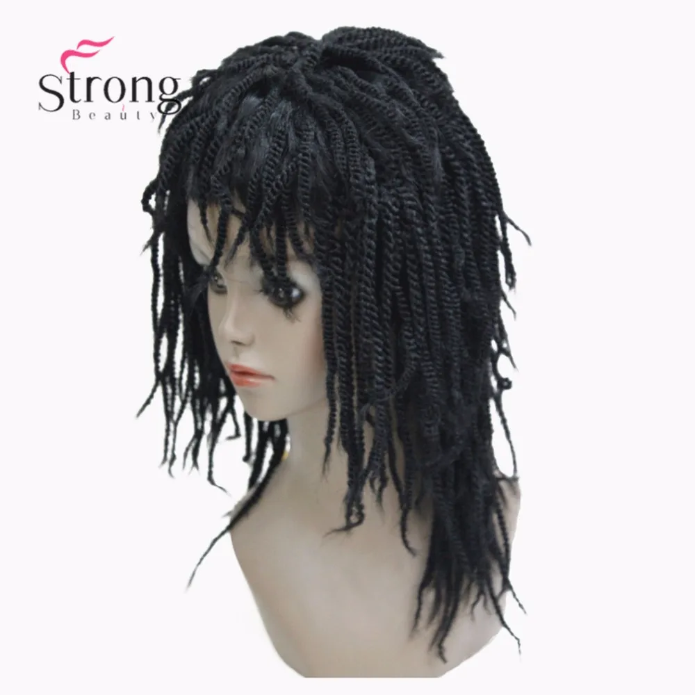 Strongbeauty African Braids Wig Dreadlocks Hair Medium Dark Black Brown Synthetic Wigs