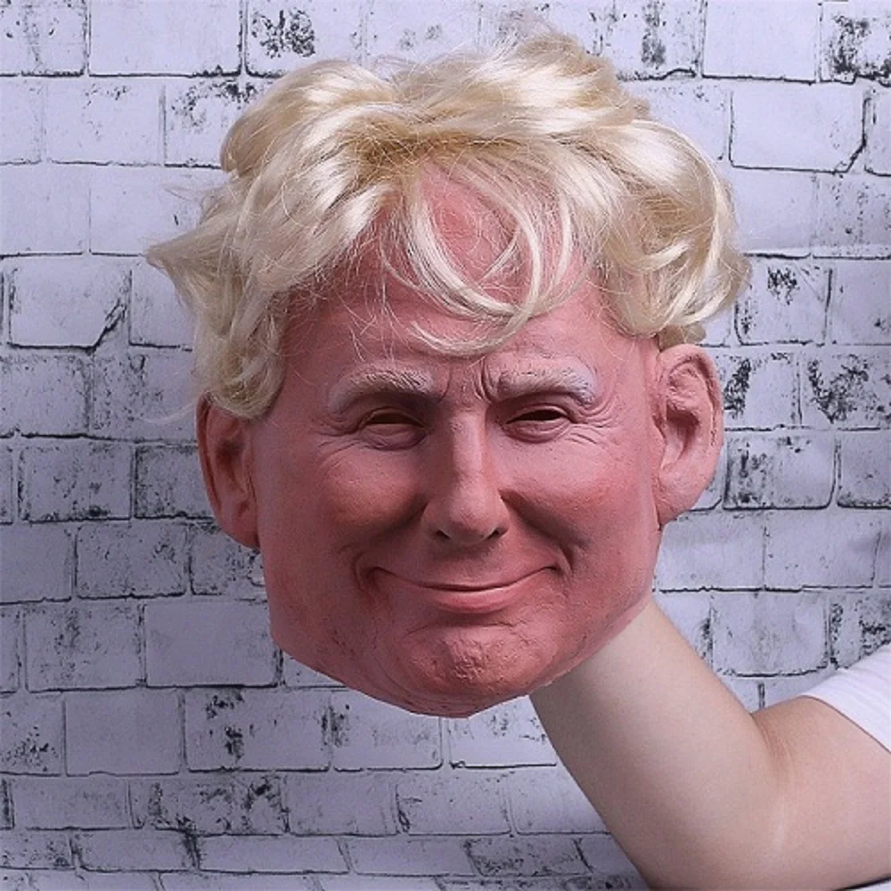 Realistic Trump Mask Putin Mask Presidential Costume Adults Halloween Deluxe Latex Full Head Donald Trump Mask with Hair (8)