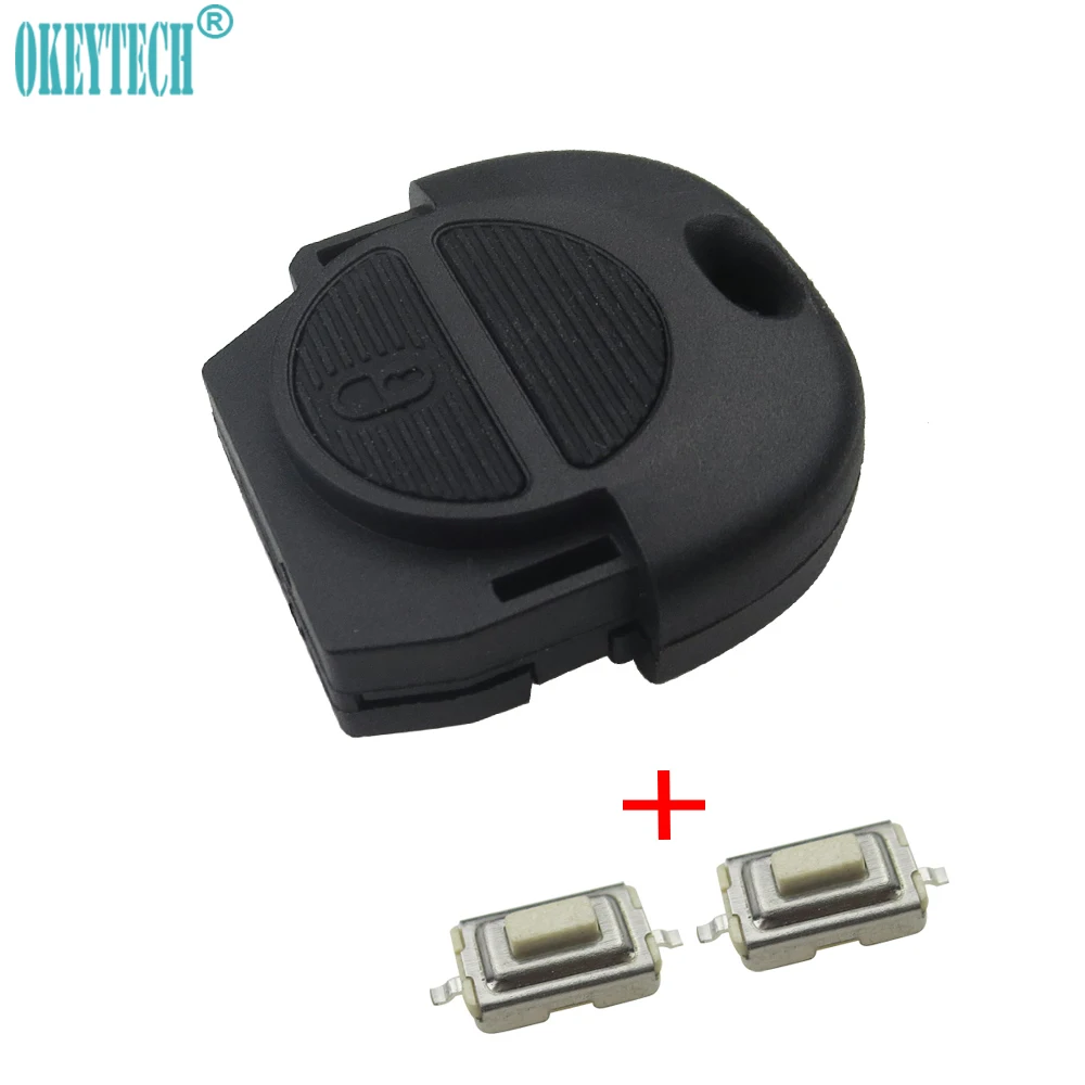 OkeyTech Replacement Remote Fob Key Shell + Switch for Nissan Micra Almera Primera X-Trail 2 Buttons Car Key Case Cover No Blade