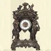 Desktop Decor Antique Bronze Clock with Figure Sculpture