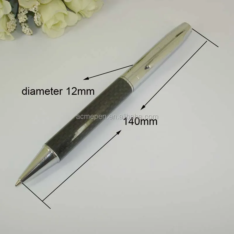 carbon fiber ball pen with chrome parts custom logo ballpoint