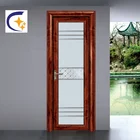 Good quality aluminum wooden grain bathroom doors interior with frames