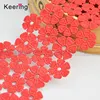 High Quality Customized link-flower 10cm Red Milk Fiber Round Lace Trims for Garment Decoration WLC-629