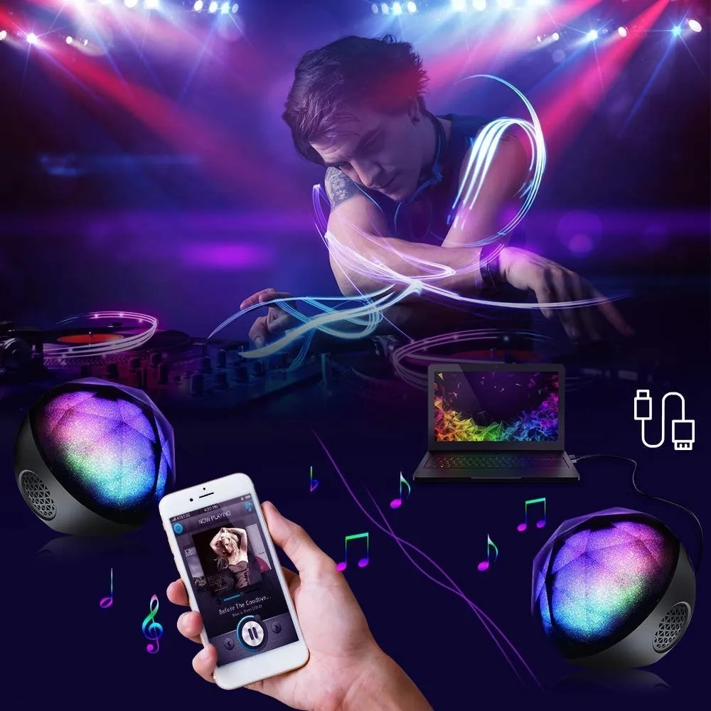 Mini Portable LED Light Remote Control Magic changing Colorful Ball Speakers Support TF Card for Outdoor Activities DJ - ANKUX.COM