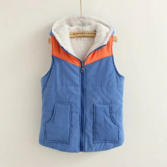 2014 new fall and winter hooded cotton vest with Japanese models hit the color sherpa cotton vest for women factory direct