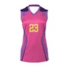 Womens new volleyball jersey design color pink custom sublimation sleeveless volleyball t shirt