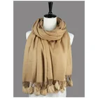New Fashion Winter Warm Scarf Women Knit Cotton Solid Color Scarves Female Tassel Balls Wrap Shawls Long Soft Scarf