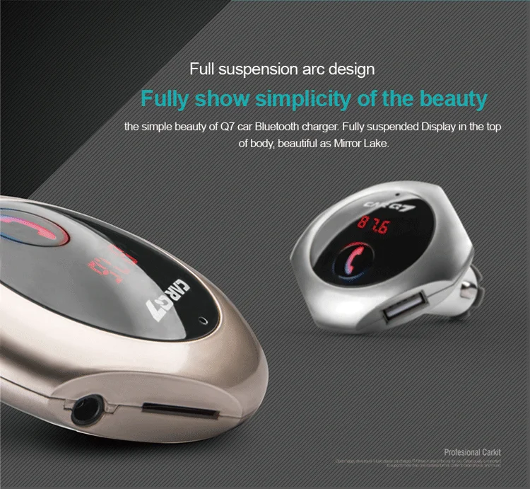 GXYKIT Bluetooth Hands Free Q7 car MP3 Player Kit Wireless car FM Transmitter support SD/TF Card Car USB charger - ANKUX.COM