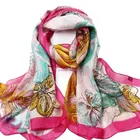 Women Fashion Long Custom Print Soft Silk Habotai Scarf