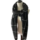 acrylic woven triangle scarf with bevel angle plaid long scarf
