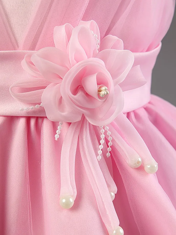 2015 Free shipping sleeveless flower girl dancing dress party baby girl christening dress kids baby birthday Christmas dresses