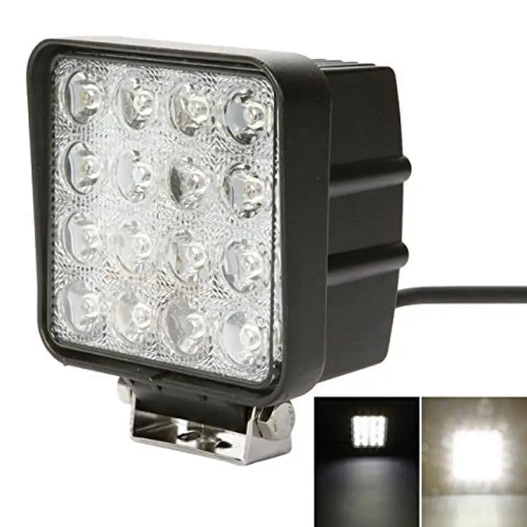 1Pairsquare 4.3" inch 48W SPOT BEAM LED WORK OFFROADS LAMP 12V 24V 4WD 4x4 Driving Lights Spotlights tractor off road
