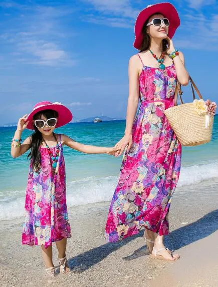 Source Vestido de playa para madre e hija, estampado de moda, de fábrica, estilo, verano, 2017 on m.alibaba.com
