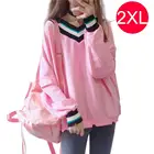 Wholesale Sweet Ladies Long-Sleeved T Shirt Korean Japanese Version Pullover V Neck Women Patchwork Hoodie
