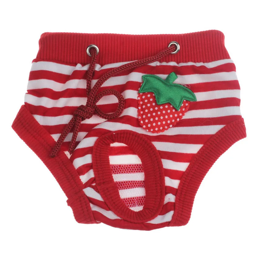 Newly Design Striped Strawberry Dogs Clothes Female Pet Dog Physiological Hygiene Pants July22
