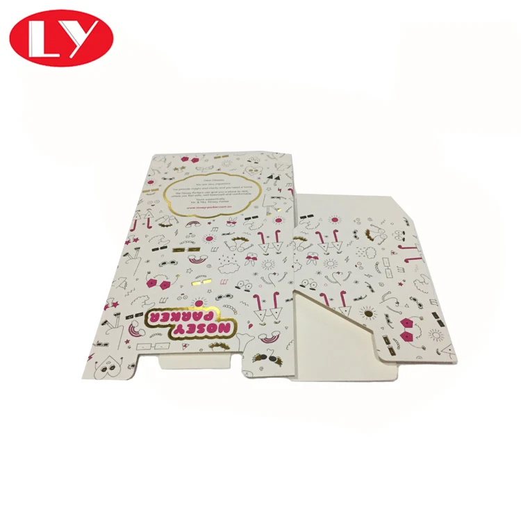 gold foil stamping logo paper cosmetic foldable packaging box