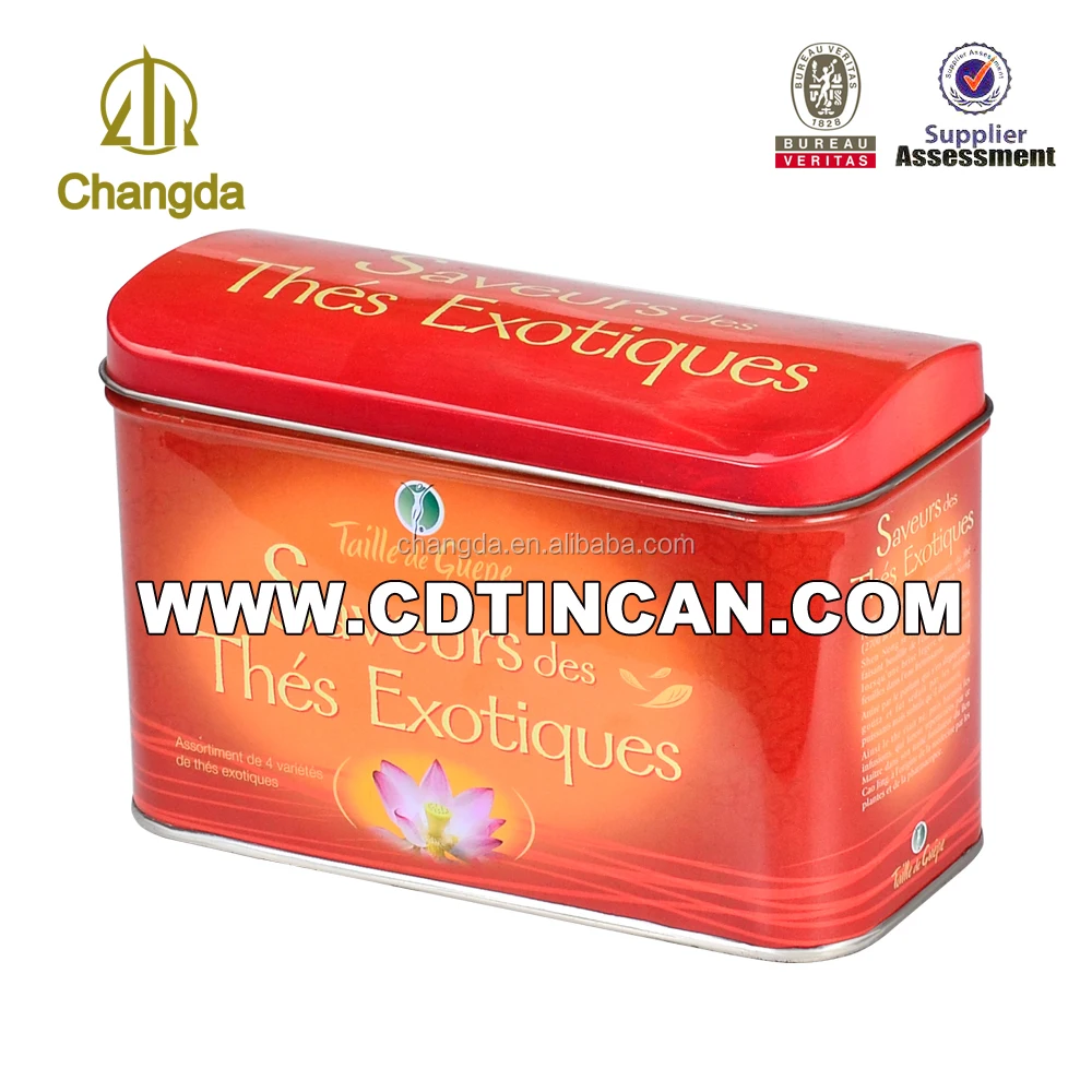 promotion food grade arch shape lid tea tin can oval lid gift