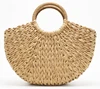 Natural Straw Bag Hand Woven Round Handle Handbags Water Hyacinth Handmade Summer Bag Beach Bag