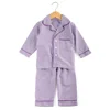 Wholesale sleepwear simple autumn 100% cotton plaid seersucker boys pajamas