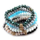 Fashion Women Stretch 8mm Crystal Glass Beads Bracelet Elastic Cubic Zircon Ball Bracelet