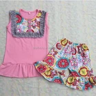Hot Sale 2016 Toddler Girls Boutique Clothing Set Cotton Baby Smocked Ruffle Pant Set For Kids Outfit Suit Set