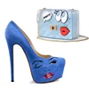 Modern new design fabulous pu suede nude blue high heeled platform wedding shoes