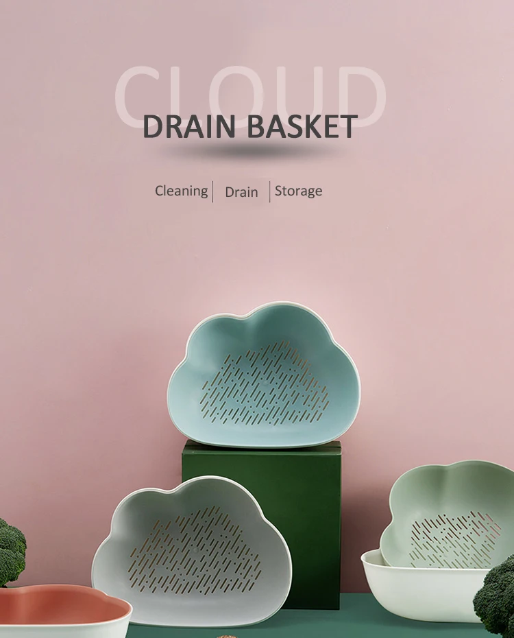 Nouveau produit en ligne panier d'égouttage sûr et facile à nettoyer bac à légumes outils de cuisine panier à fruits Double lavage