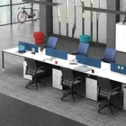 Hot sale fireproof solid surface aluminium veneer name plates 6 person morden staff office desk