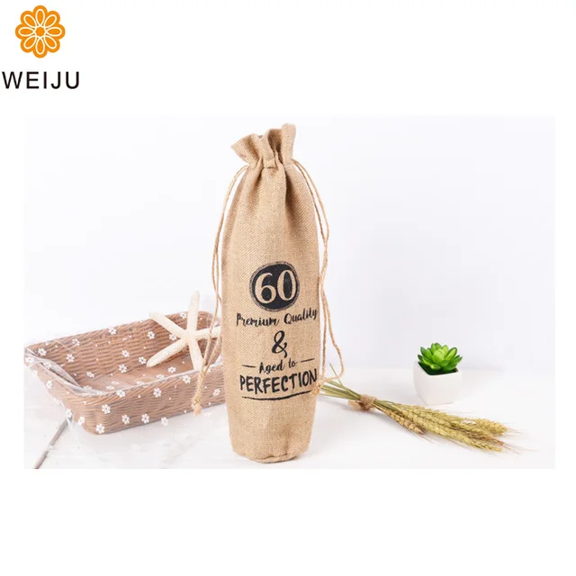 natural burlap linen small jute drawstring gift favor sack
