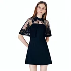 2018 Women Summer Elegant Embroidery Batwing Embroidery Poncho Embellished Lace Dress