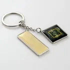 High quality Personalized logo epoxy square rectangle shape plain metal keychain