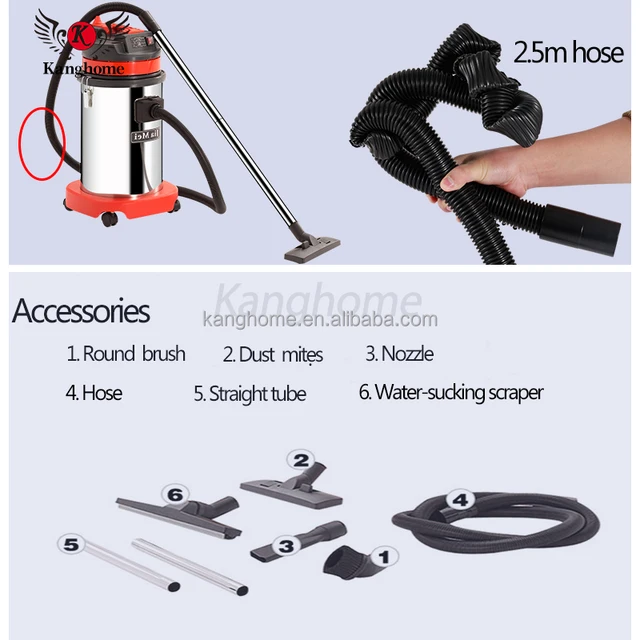 Round solid and durable stainless steel barrel powerful suction commercial car wet and dry vacuum cleaner from China