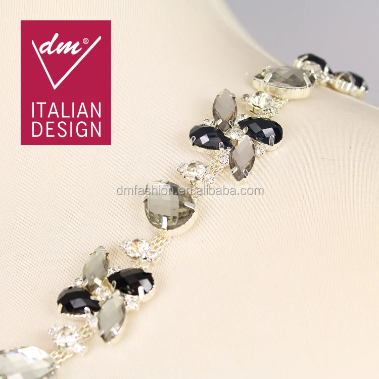 Fancy crystal rhinestone chain trimming for clothing