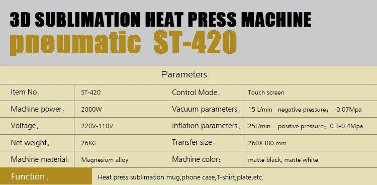Freesub Multifuntional 3D Vacuum Heat Press Machine for T-Shirts Mugs Phone Case with CE Certificate (ST420)