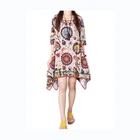 New Fashion Loose Large Size Printed Irregular Ladies Dress