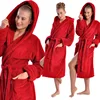 wholesale terry women cotton robe custom color hooded bathrobe