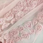 Rose Tulle Fabric Rose Design Embroidery Tulle Bridal Veil Tulle Fabric For Bridal